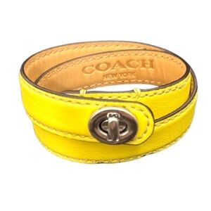 Coach Bright Yellow Leather Bracelet